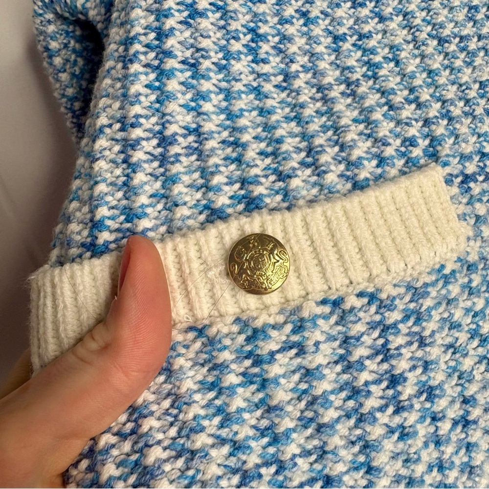 NWOT J. Crew Popcorn-stitch Lady Jacket Cardigan Structured Sweater Blue Large - Picture 7 of 10